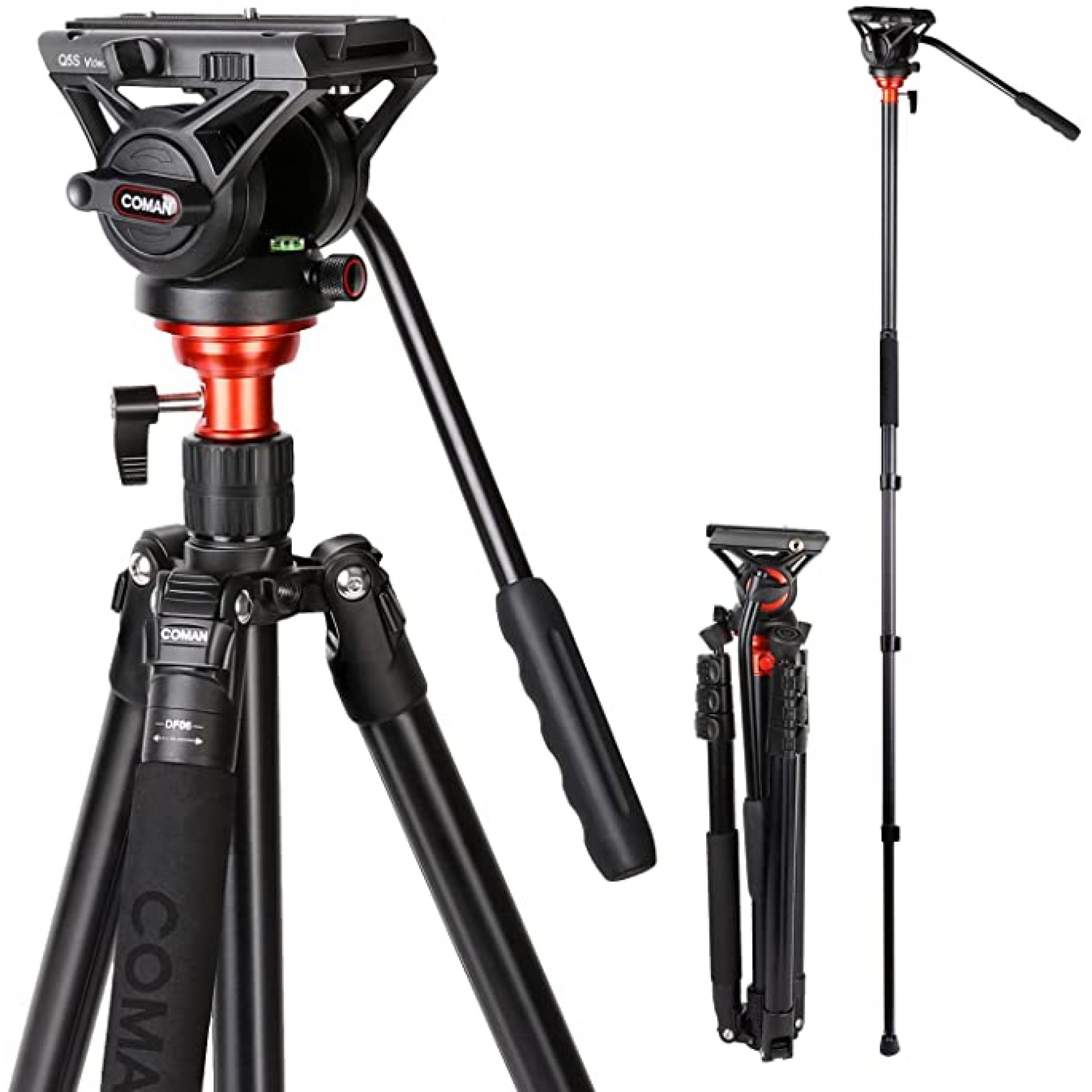 Trípode de cabeza fluida, trípode de la cámara de vídeo COMAN Monopod aleación de aluminio 70.8 pulgadas para Canon Nikon Sony DSLR cámara Visita la tienda de COMAN Trípode de cabeza fluida, trípode de la cámara de vídeo COMAN Monopod aleación de aluminio 70.8 pulgadas para Canon Nikon Sony DSLR cámara Visita la tienda de COMAN