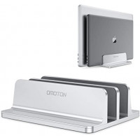Soporte vertical para portátil, soporte de escritorio doble con base ajustable (hasta 17.3 pulgadas), se adapta a todos los MacBook/Surface/Samsung/HP/Dell/Chrome Book (plata)