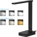 Lámpara de escritorio LED con 1 puerto de carga USB y 2 tomas de corriente CA, 3 modos de iluminación, brillo de 3 niveles, temporizador de 1H, control táctil, lámpara de mesa plegable para la oficina en casa (negro)