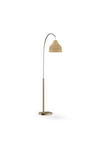 Lámpara de pie Arch con pantalla de mimbre de Drew Barrymore Flower Home, latón envejecido