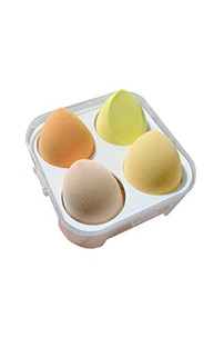 Yuyongtai - Juego de 4 esponjas de maquillaje multicolor para maquillaje líquido, crema y polvo seco y húmedo (amarillo)