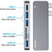 Hub USB C, 6 en 1 tipo C, adaptador de hub de aluminio para MacBook Pro con 3 puertos USB 3.0, lector de tarjetas TF/SD, puerto USB C con velocidad de 40 GB/S, soporte para MacBook Pro de 13 pulgadas y 15 pulgadas 2016-2018