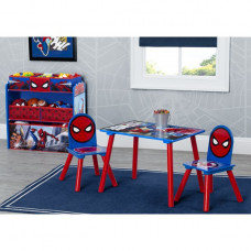 Solución de sala de juegos Marvel Spider-Man de 4 piezas de Delta Children - El juego incluye mesa y 2 sillas y organizador de juguetes de 6 cubos, certificado Greenguard Gold