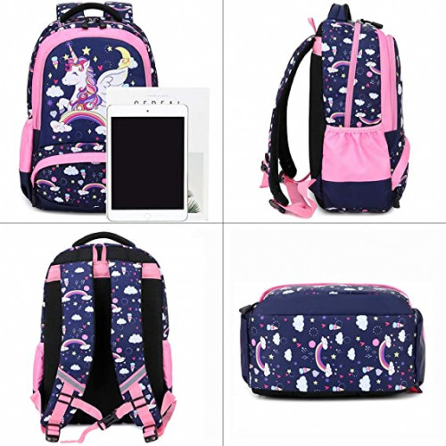 Mochila para niñas, mochilas escolares de 16 x 11.5 x 7.5 pulgadas para  niñas, bonita bolsa de libros con compartimentos para niñas, estudiantes de  primaria, azul