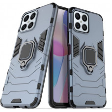 ZMONE - Funda para teléfono para Honor X8 4G con protector de pantalla de cristal [2 unidades] resistente de doble capa de grado militar a prueba de golpes con soporte de anillo magnético, color azul