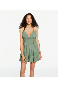 Vestido babydoll liso con cuello en V