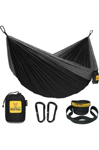 Hamaca para acampar - Hamaca portátil Hamaca individual o doble Accesorios para acampar para exteriores, interiores con correas para árboles