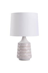 Lámpara de mesa de cerámica blanca/beige con pantalla 17